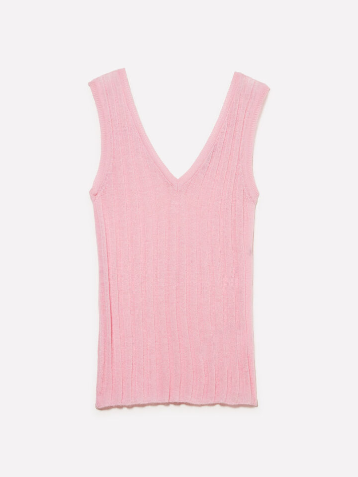 Pastellrosa gestricktes Tanktop - top für damen - Pink | Sisley image number 5